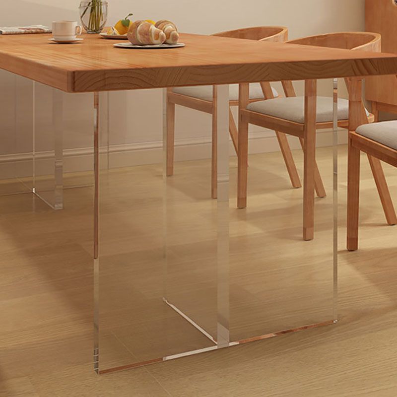 Acrylic Contemporary Rectangular Dining Table Pine Wood Top Table for Dining Room Clearhalo 'Dining Tables & Seating' 'Dining Tables' 'dining_table' 'furn' 'furn_dining_table' 'Furniture' 'Kitchen & Dining Furniture' 1200x1200_fa71f757-4fb2-481b-bbec-4d3121a32143