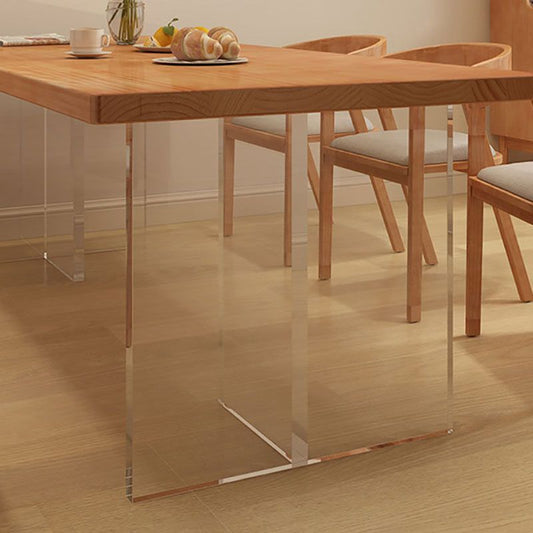 Acrylic Contemporary Rectangular Dining Table Pine Wood Top Table for Dining Room Clearhalo 'Dining Tables & Seating' 'Dining Tables' 'dining_table' 'furn' 'furn_dining_table' 'Furniture' 'Kitchen & Dining Furniture' 1200x1200_fa71f757-4fb2-481b-bbec-4d3121a32143