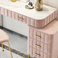 Glam Marble Top Vanity Dressing Table with 5 Drawers and Metal Base