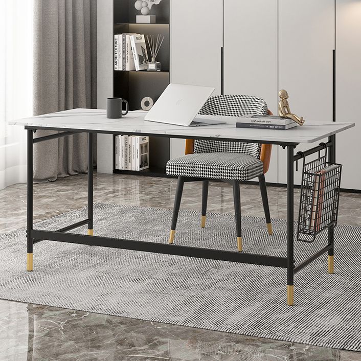 Glam Office Desk Antique Finish Computer Desk mit Metallbeinen