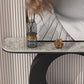 12 inch Wide Glam Console Table Stone Half Moon Console Accent Table