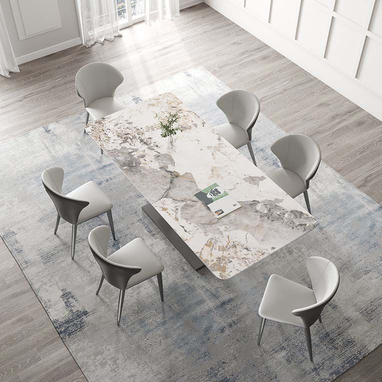Glam Style Dining Sintered Stone Table Dining Rectangle Table with Metal Legs Clearhalo 'Dining Tables & Seating' 'Dining Tables' 'dining_table' 'furn' 'furn_dining_table' 'Furniture' 'Kitchen & Dining Furniture' 1200x1200_fa752fc3-2935-4368-a9f5-956d38f0fbfa