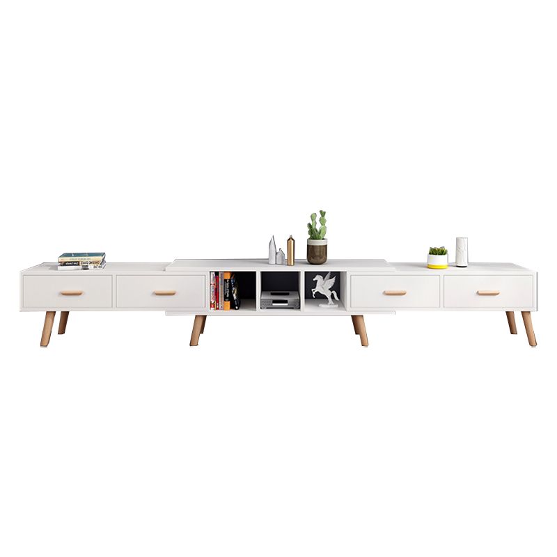 12" - Brede houten tv-standaard, verschuifbare Scandinavische tv-console met 2/3/4 lades