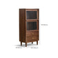 Modern Living Room Floor Cabinet Solid Wood Glass Doors with Lighting