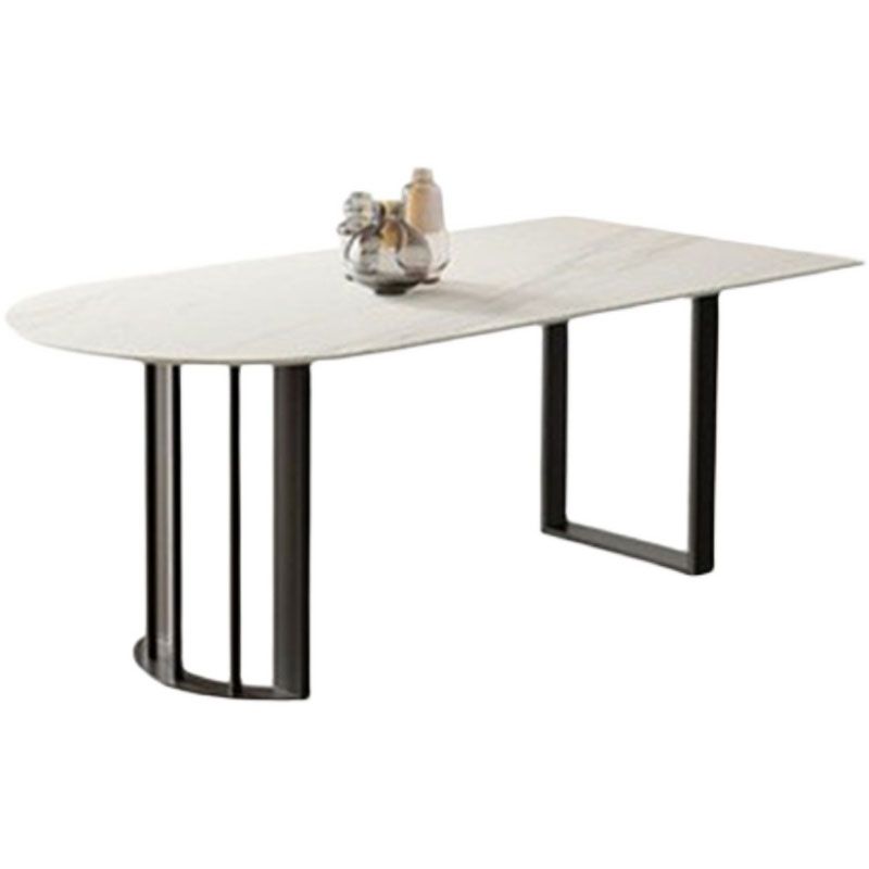 Irregular Shape White Table for Restaurant Sintered Stone Table with Double Pedestal Clearhalo 'Dining Tables & Seating' 'Dining Tables' 'dining_table' 'furn' 'furn_dining_table' 'Furniture' 'furniture_dining_table' 'Kitchen & Dining Furniture' 'kitchen' 'kitchen_dining_table' 1200x1200_fa788da9-e203-4b75-b145-664a73dff426