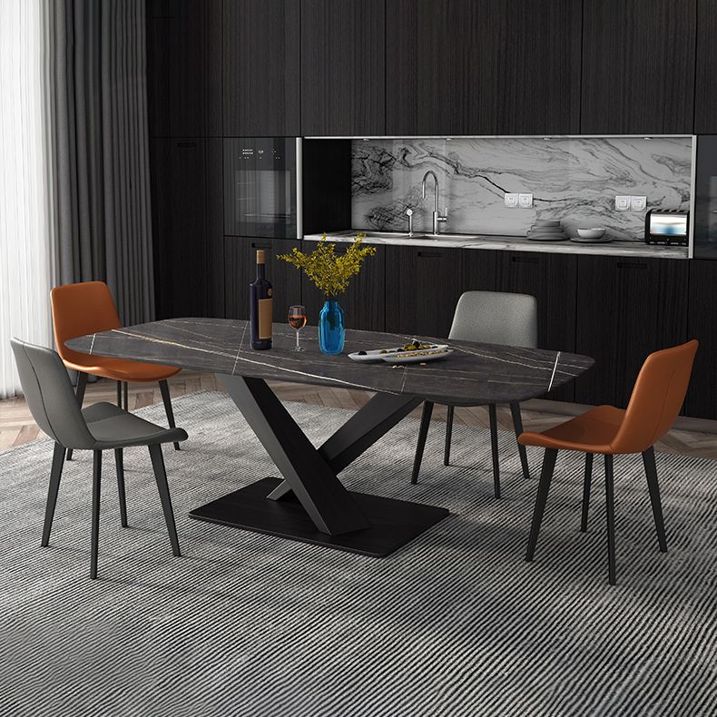 Metal Modern Rectangular Dining Table Sintered Stone Table for Dining Room Clearhalo ' dining_table' 'Dining Tables & Seating' 'Dining Tables' 'Furniture' 'furniture_dining_table' 'Kitchen & Dining Furniture' 'kitchen&dining_furn' 'kitchen' 'kitchen_dining_table' 1200x1200_fa797939-742e-47d4-8c73-ff6d7dcdce6a