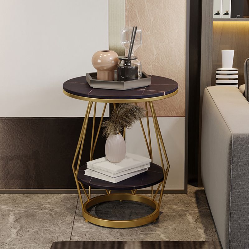 Luxurious Metal Side Table Round Frame Sofa Side Accent Table