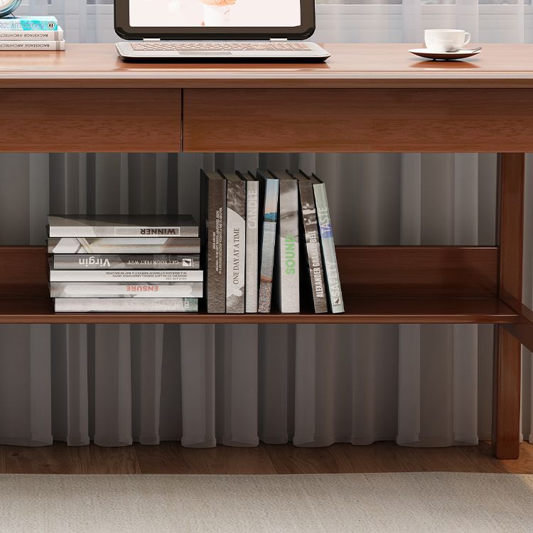 Bureau de bureau en bois moderne 1 Shelf Rectangle Writing Desk avec base en H pour la maison