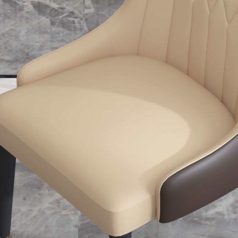 Scandinavian Style Solid Back Arm Chairs Leather Dining Chairs with Wooden Legs Clearhalo ' kitchen&dining_furn' 'Dining Chairs' 'Dining Tables & Seating' 'dining_chair' 'furn' 'furn_dining_chair' 'Furniture' 'furniture_dining_chair' 'Kitchen & Dining Furniture' 'kitchen' 1200x1200_fa7b85f3-293a-41bc-9bce-d1f069b97da3