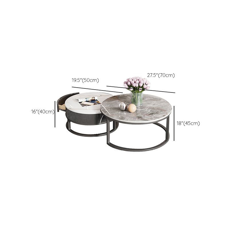 Slate Coffee Cocktail Table Round Coffee Table Set with Drawer Clearhalo 'Coffee & Accent Tables' 'Coffee Tables' 'coffee_tables' 'furn' 'furn_coffee_tables' 'Furniture' 'Living Room Furniture' 1200x1200_fa7bb590-e696-45da-83ac-b1c4fff60e50