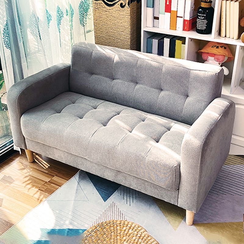 Tufted Fabric Sofa with Four Wooden Legs Square Tufted Sofa for Bonus Room Clearhalo 'furn' 'furn_sofas' 'Furniture' 'Living Room Furniture' 'Sofa' 'sofas' 1200x1200_fa7ccc55-d052-40e4-a9a1-719471a24c02