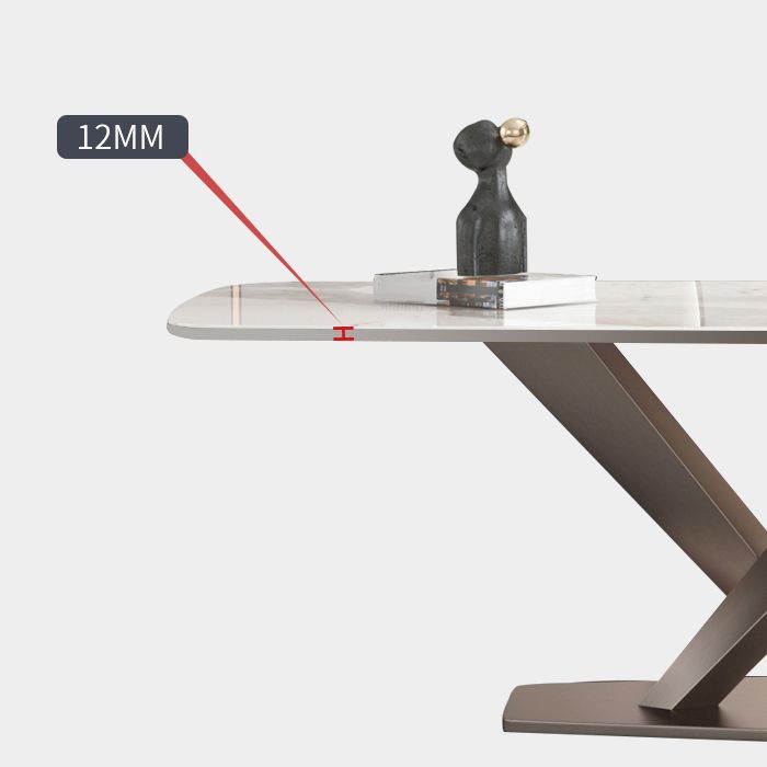 Modern Dining Table Rectangle Stone Top Table with Stainless Steel Pedestal Base Clearhalo 'Dining Tables & Seating' 'Dining Tables' 'dining_table' 'furn' 'furn_dining_table' 'Furniture' 'furniture_dining_table' 'Kitchen & Dining Furniture' 'kitchen' 'kitchen_dining_table' 1200x1200_fa8230b3-2f73-47ac-afac-b1c44d8733b1