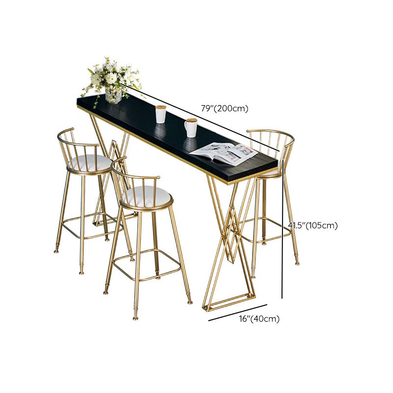 Glam Bar-height Table Black Solid Wood Top Bistro Pub Table with Gold Base Clearhalo 'Bar Furniture' 'Bar Tables' 'bar_tables' 'furn' 'furn_bar_tables' 'Furniture' 'Kitchen & Dining Furniture' 1200x1200_fa8383f7-e537-45ad-b461-e4556964a666