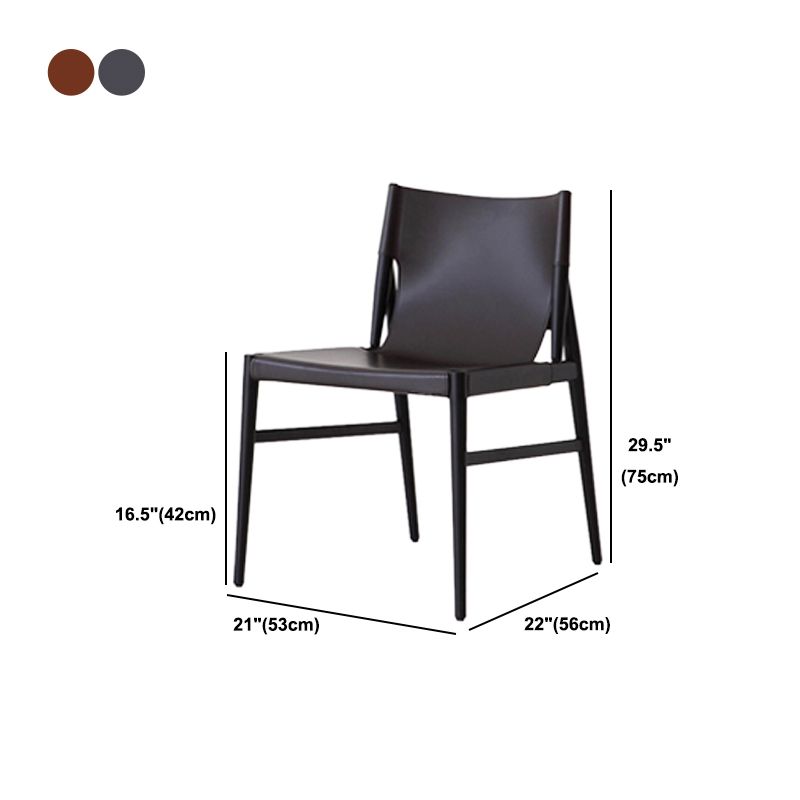 Faux Leather and Wood Armless Dining Chairs Modern Side Chair Set