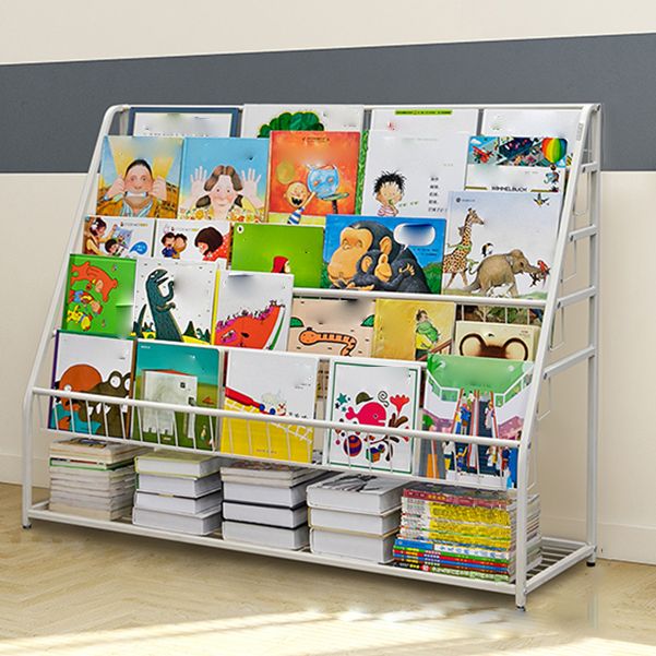 Contemporary Metal Bookshelf White Ladder Shelf Bookcase for Study Room Clearhalo 'Bookcases' 'furn' 'furn_bookcases' 'Furniture' 'Office Furniture' 1200x1200_fa853e3c-ebf3-4490-a4ab-be0fe4201638