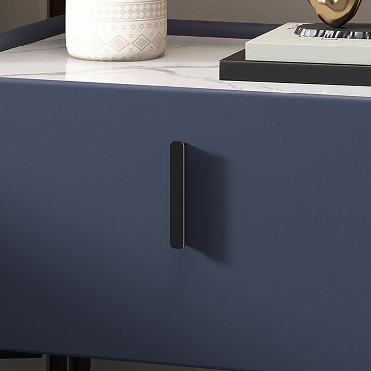 Mesa de acento contemporánea Mesa de mármol genuino y de cuero sintético