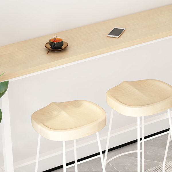 Tavolo da bar per top in legno massiccio naturale a finitura moderna in metallo bianco tavolo da pub