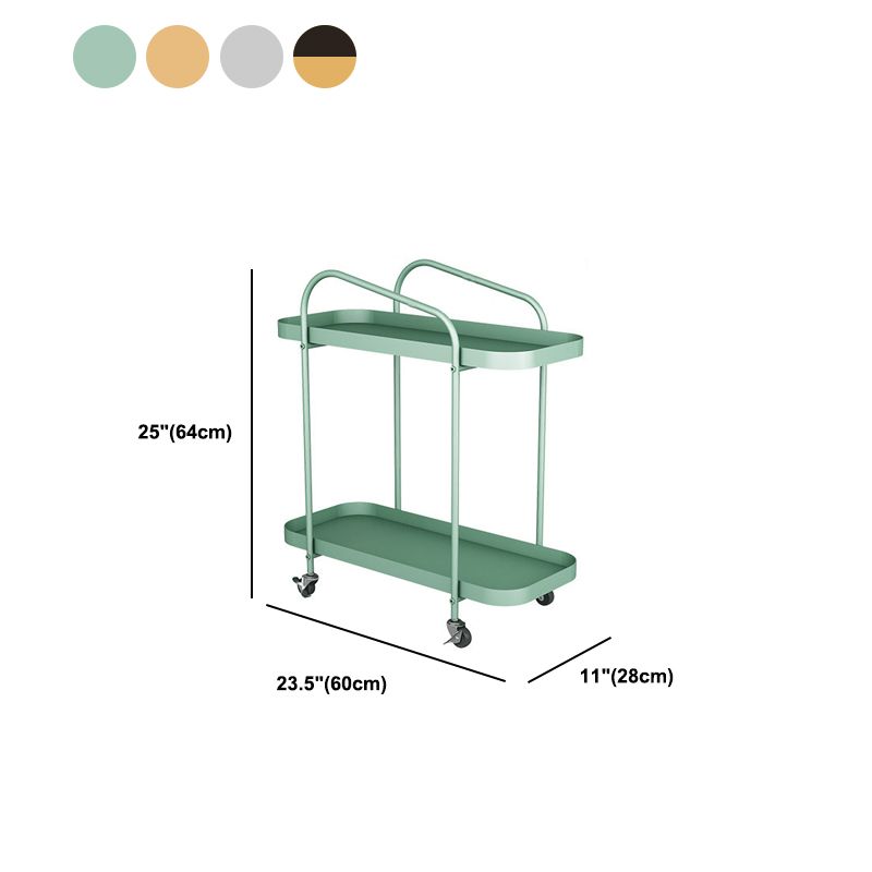 25.2" Tall Rectangle Tray Top Side Table Iron Sled Base End Table with Shelf