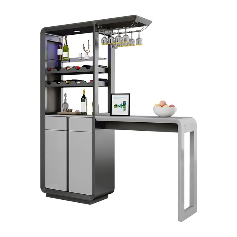 Modern Rectangle Bar Table Artificial Wood Table with Wine Cabinet for Living Room Clearhalo 'Bar Furniture' 'Bar Tables' 'bar_tables' 'furn' 'furn_bar_tables' 'Furniture' 'Kitchen & Dining Furniture' 1200x1200_fa87fc5f-290a-40cc-9a94-86b170340f0e