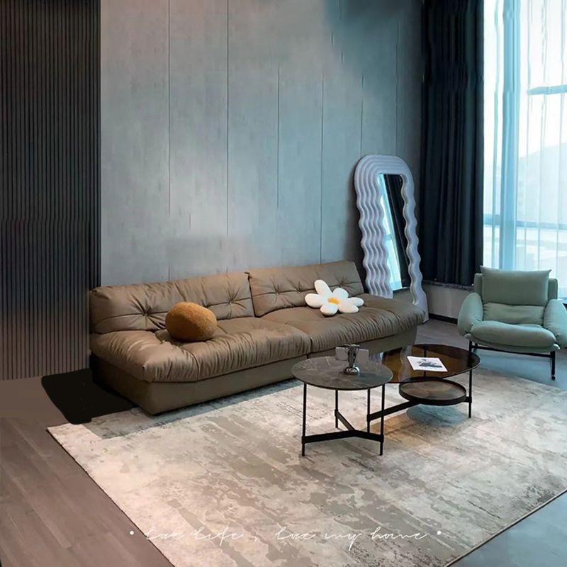 Couchons de remplissage tuftés canapé canapé en cuir en cuir en brun foncé