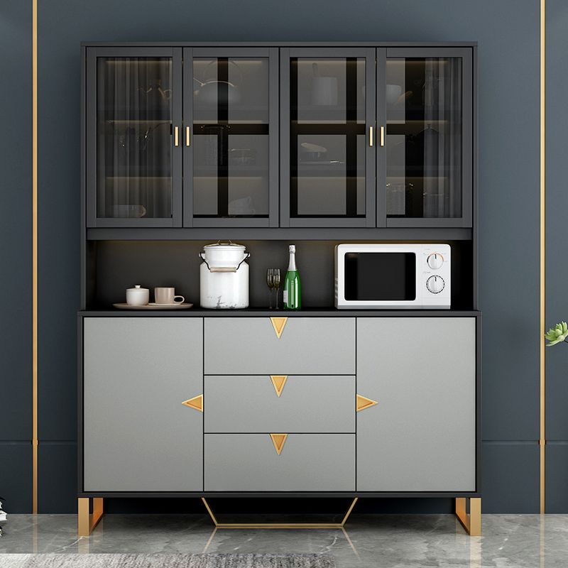 Black and Grey Dining Server Manufactured Wood Cabinets Server for Living Room Clearhalo 'buffet_sideboard' 'Buffets & Sideboards' 'furn' 'furn_buffet_sideboard' 'Furniture' 'Kitchen & Dining Furniture' 1200x1200_fa8e083c-4032-4d26-ae4a-596589e25ec2