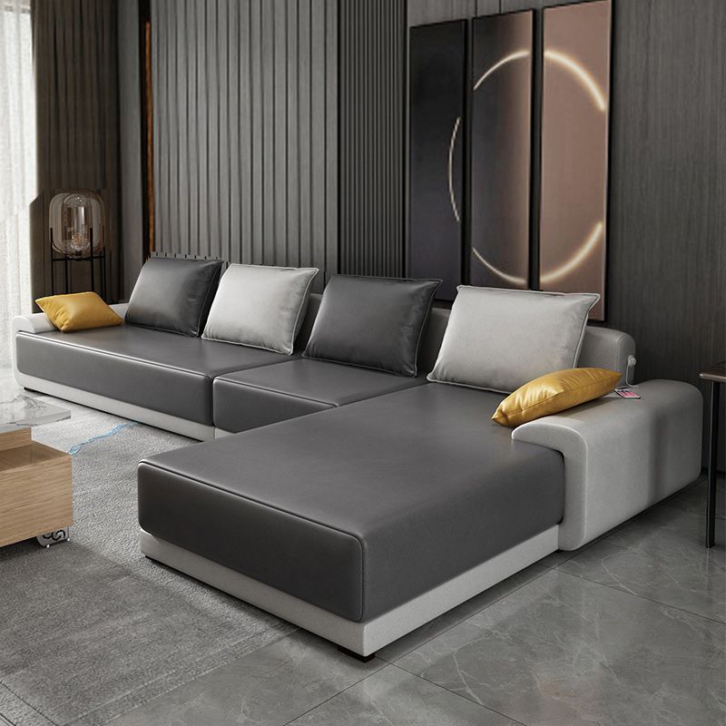 L-Shape Pillowed Back Cushions Pillow Top Arm Sectional with Slipcovered Clearhalo 'furn' 'furn_sectionals' 'Furniture' 'furniture_sectionals' 'Living Room Furniture' 'Sectionals' 1200x1200_fa8e5a24-e86e-41b0-a720-15e21219940b