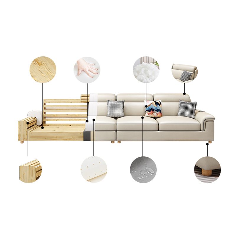 130.7 "Kussen Top Arm Sectionals, Scandinavian Natural Leg Sectional Set