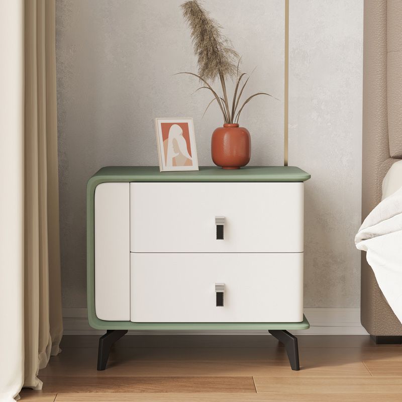 Modern Faux Leather Night Table 19'' Tall 2-Drawer Nightstand with Legs Clearhalo 'Bedroom Furniture' 'furn' 'furn_night_stand' 'Furniture' 'night_stand' 'Nightstands' 1200x1200_fa8fcead-25d5-49a6-bcf2-edc00f6b7356