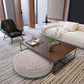 13.78"  H Modern Rectangle Wooden Coffee Table Metal Sled Cocktail Table