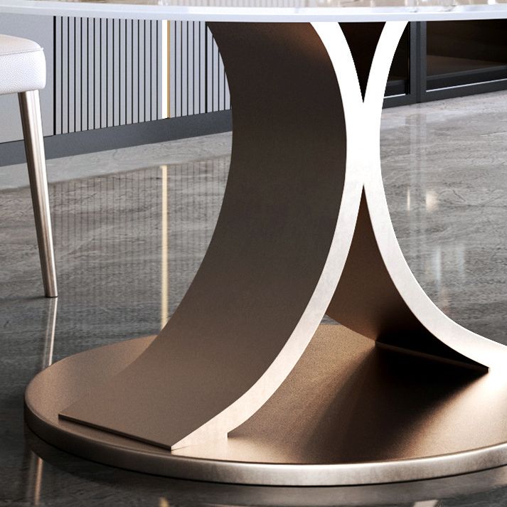 Modern 1/4/7 Pieces Dining Table Set with Sintered Stone Top Stainless Steel Dinette Set Clearhalo 'Dining Room Sets' 'Dining Tables & Seating' 'dining_room_set' 'furn' 'furn_dining_room_set' 'Furniture' 'furniture_dining_room_set' 'Kitchen & Dining Furniture' 'kitchen&dining_furn' 'kitchen' 1200x1200_fa92511d-b934-46cf-bbc5-56b2d55b3470