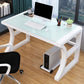 Contemporary Glass Top Office Desk Rectangular Writing Desk with Metal Legs