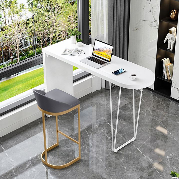 Solid Wood Bar Table Contemporary Bar Table with Sled Base in White Clearhalo 'Bar Furniture' 'Bar Tables' 'bar_tables' 'furn' 'furn_bar_tables' 'Furniture' 'furniture_bar_tables' 'Kitchen & Dining Furniture' 1200x1200_fa92cac1-874a-479c-b7dc-4f3930dd90c1