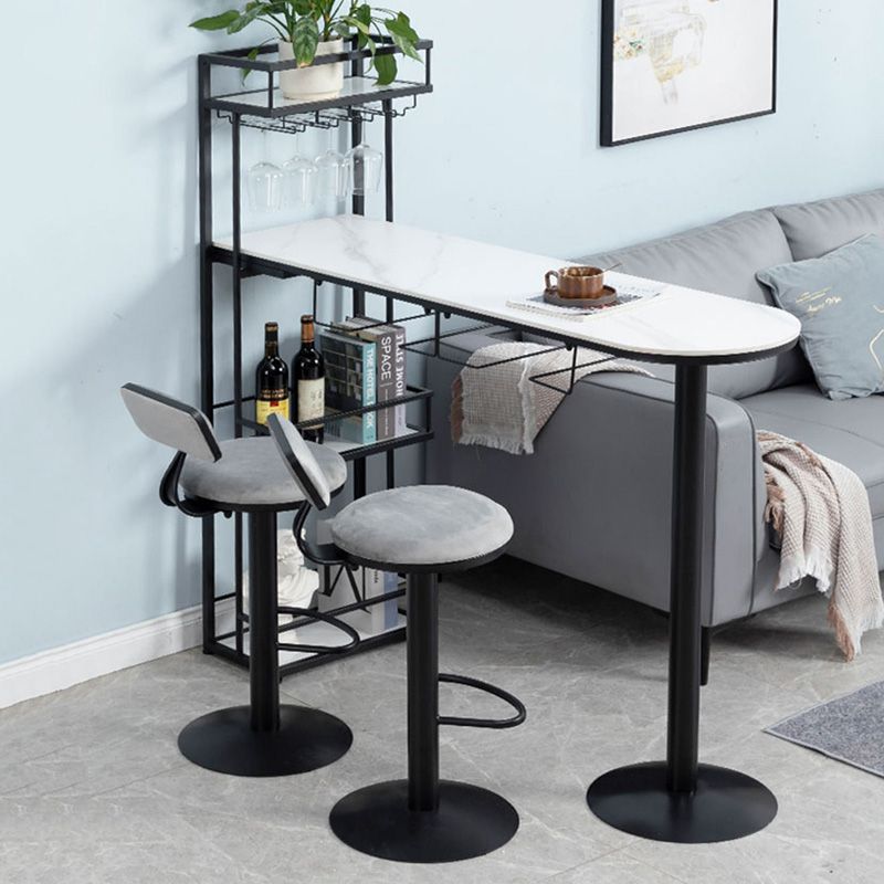 Contemporary Stone Bar Table Set 1/3 Pcs Metal Base Bar Table with Adjustable Stools Clearhalo 'Bar Furniture' 'furn' 'furn_home_bar_bar_sets' 'Furniture' 'Home Bars & Bar Sets' 'home_bar_bar_sets' 'Kitchen & Dining Furniture' 1200x1200_fa930625-c2f4-426f-bfa6-2102bb0deec9