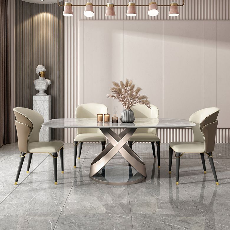 Modern Style Sintered Stone Dining Table with Standard Height Table for Home Use Clearhalo 'Dining Room Sets' 'Dining Tables & Seating' 'dining_room_set' 'furn' 'furn_dining_room_set' 'Furniture' 'furniture_dining_room_set' 'Kitchen & Dining Furniture' 'kitchen&dining_furn' 'kitchen' 1200x1200_fa933a82-74da-4040-8d3c-4c8d0df04389