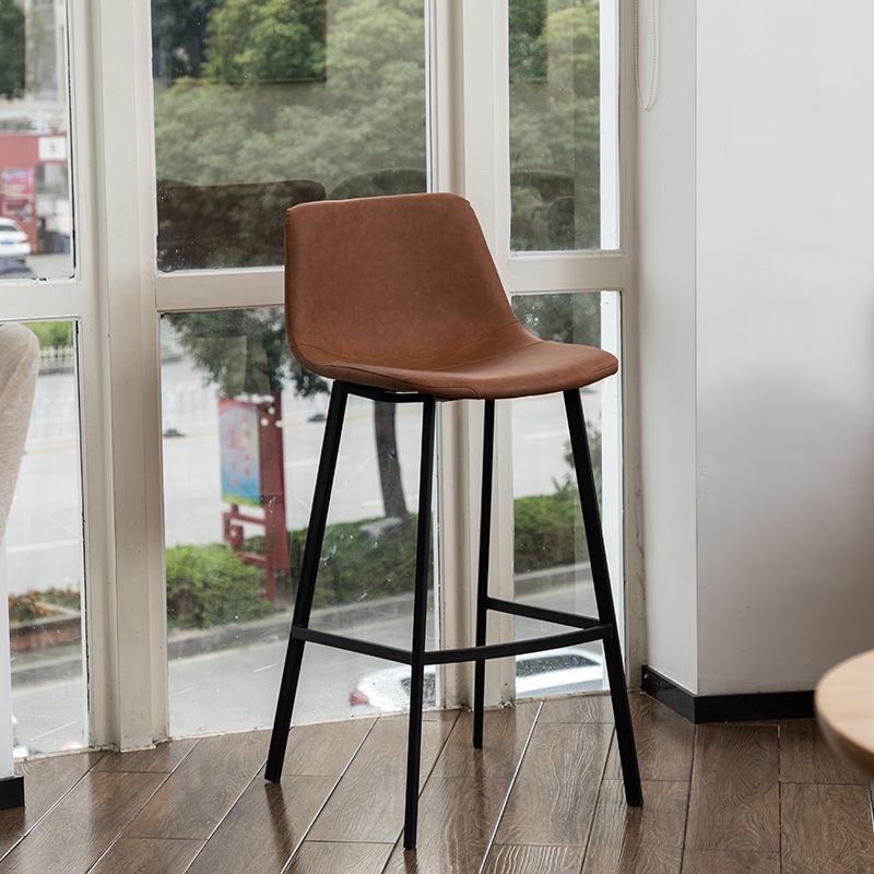 Contemporary Design Leather Counter Stool Low Back Armless Stools with Metal Base Clearhalo 'Bar Furniture' 'Bar Stools' 'bar_stools' 'furn' 'furn_bar_stools' 'Furniture' 'furniture_bar_stools' 'Kitchen & Dining Furniture' 1200x1200_fa944f3c-8119-455b-ab3e-357277436926