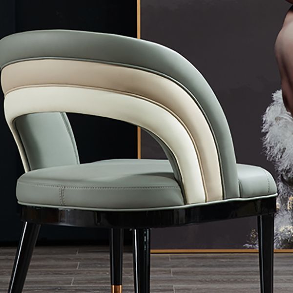 Glam Style Open Back Leather Upholstered Dining Chair with Wooden Legs Clearhalo 'Dining Chairs' 'Dining Tables & Seating' 'dining_chair' 'furn' 'furn_dining_chair' 'Furniture' 'Kitchen & Dining Furniture' 1200x1200_fa976680-9d5a-4028-aea7-b9c80c31fa6b