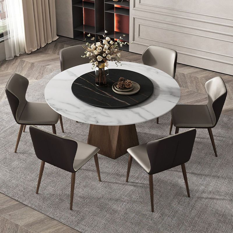 Stone Top Dining Table Contemporary Dining Table with Brown Pedestal Base Clearhalo ' dining_table' 'Dining Tables & Seating' 'Dining Tables' 'furn' 'furn_dining_table' 'Furniture' 'furniture_dining_table' 'Kitchen & Dining Furniture' 'kitchen&dining_furn' 'kitchen' 'kitchen_dining_table' 1200x1200_fa97b7e2-2ed1-4d9b-93a4-77002afe436e