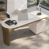 Glam Office Desk Peninsula Schreibtisch mit Chrommetallbasis