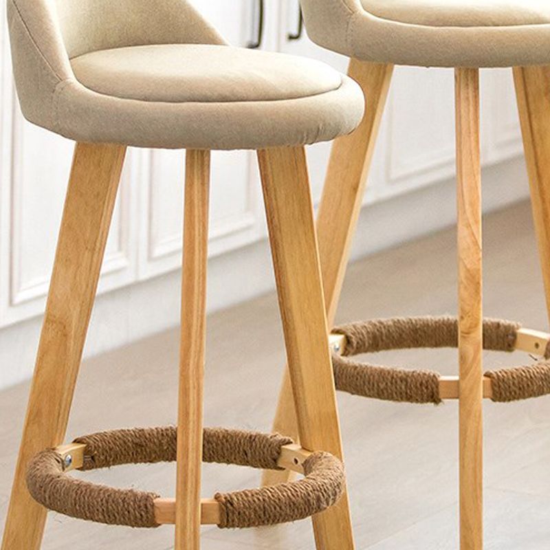 Modern Armless Backrest Counter Stool Rubber Wood kitchen Bar Stool with Cushion and Pedal Clearhalo 'Bar Furniture' 'Bar Stools' 'bar_stools' 'furn' 'furn_bar_stools' 'Furniture' 'furniture_bar_stools' 'Kitchen & Dining Furniture' 1200x1200_fa9ab56c-7d78-49a8-8c0f-44e944e49749
