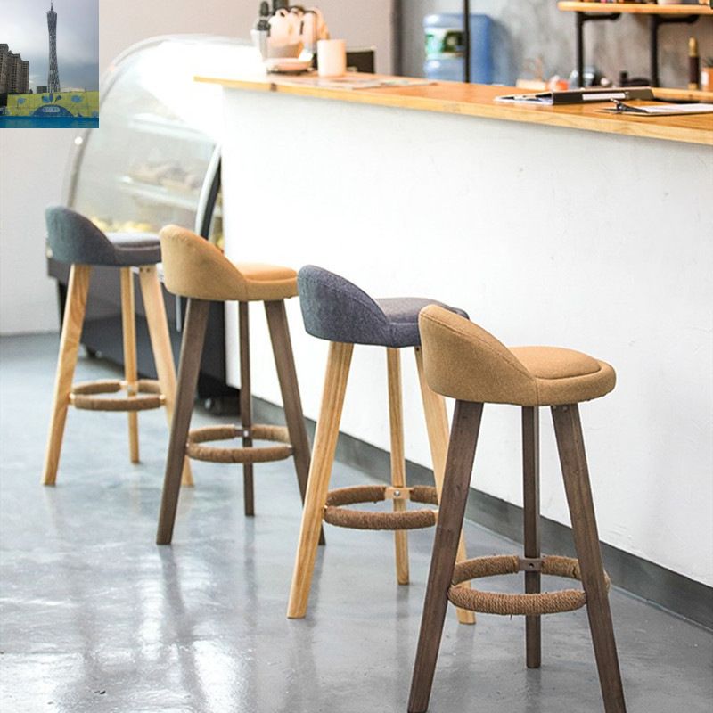 Nordic Armless Backrest Counter Stool Rubber Wood Bar Stool with Pedal Clearhalo 'Bar Furniture' 'Bar Stools' 'bar_stools' 'furn' 'furn_bar_stools' 'Furniture' 'Kitchen & Dining Furniture' 1200x1200_fa9c9b3a-a3ce-4737-b045-07a326dc710d