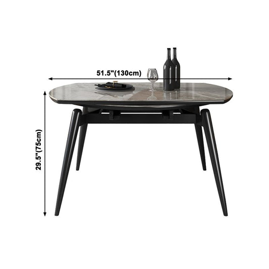 Sintered Stone Top Extendable Round Table in Grey for Restaurant Modern Dining Table with 4 Legs