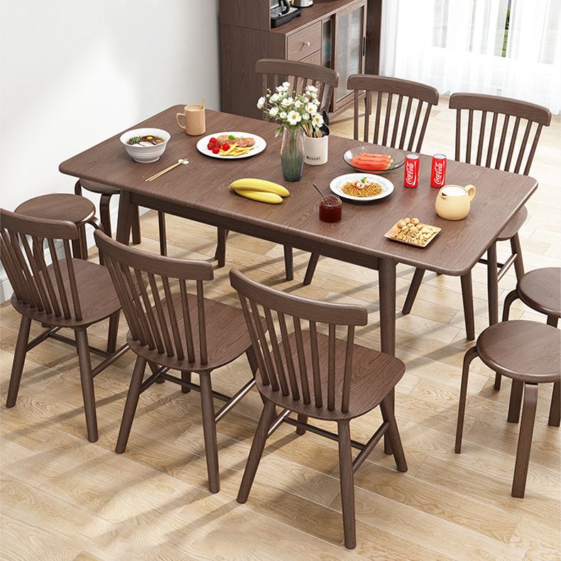 Rubberwood Rectangle Dining Table Extendable Table with Wooden Base and Legs Clearhalo ' dining_table' 'Dining Tables & Seating' 'Dining Tables' 'furn' 'furn_dining_table' 'Furniture' 'furniture_dining_table' 'Kitchen & Dining Furniture' 'kitchen&dining_furn' 'kitchen' 'kitchen_dining_table' 1200x1200_fa9d54bb-c160-4ae2-91c4-316d66da0249
