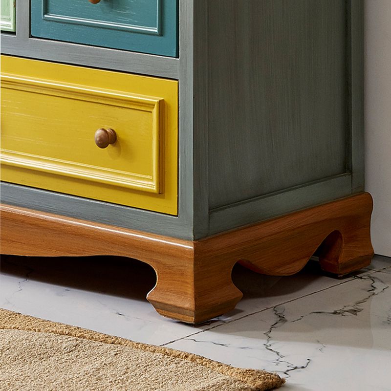Industrial Wood Accent Chest with Drawers Colorful Accent Cabinet