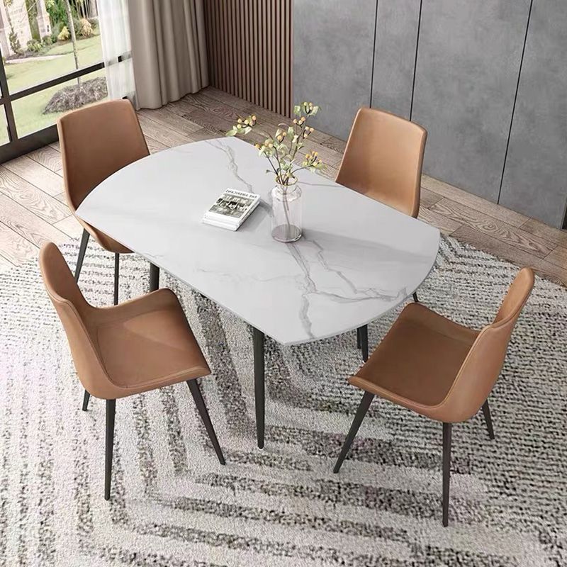 Simplicity Style Round Stone Table Drop-Leaf Dinner Table for Dining Room Clearhalo ' dining_table' 'Dining Tables & Seating' 'Dining Tables' 'Furniture' 'furniture_dining_table' 'Kitchen & Dining Furniture' 'kitchen&dining_furn' 'kitchen' 'kitchen_dining_table' 1200x1200_faa0d8de-7f44-4bf2-8f41-d1399e76f8cf