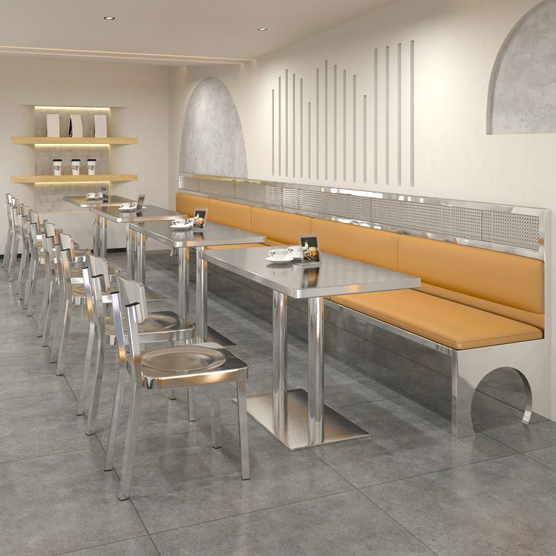 Industrial Stainless Steel Dining Table Metal Base Table for Dinning Room Clearhalo ' dining_table' 'Dining Tables & Seating' 'Dining Tables' 'furn' 'furn_dining_table' 'Furniture' 'furniture_dining_table' 'Kitchen & Dining Furniture' 'kitchen&dining_furn' 'kitchen' 'kitchen_dining_table' 1200x1200_faa1c90d-e29f-408b-a232-54b0e23c0c64