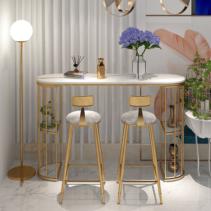 Glam Oval Indoor Counter Set 1/2/3 Pieces Double Pedestal Bar Pub Table Set Clearhalo 'Bar Furniture' 'furn' 'furn_home_bar_bar_sets' 'Furniture' 'Home Bars & Bar Sets' 'home_bar_bar_sets' 'Kitchen & Dining Furniture' 1200x1200_faa23812-c8ed-4ad4-a545-31e2de53fb6e