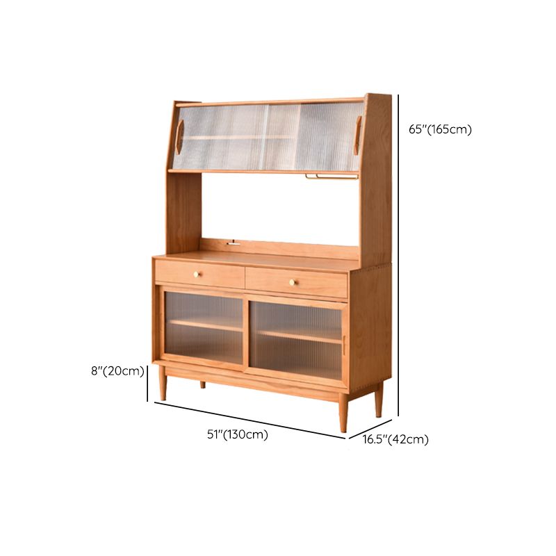 Moderno server in legno massiccio di pino 2 cassetto credenza marrone con porta di vetro