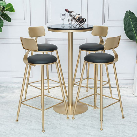 Glam Armless Backrest Counter Stool Iron Cafe Bar Stool with Leather Cushion and Pedal Clearhalo 'Bar Furniture' 'Bar Stools' 'bar_stools' 'furn' 'furn_bar_stools' 'Furniture' 'furniture_bar_stools' 'Kitchen & Dining Furniture' 1200x1200_faa30da1-48ca-4c63-9963-f9d090a47763