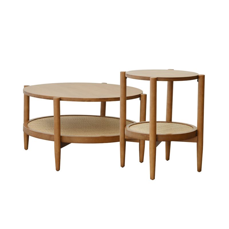 North European Wood/Glass Top Coffee Table Natural Round Cocktail Table Clearhalo 'Coffee & Accent Tables' 'Coffee Tables' 'coffee_tables' 'furn' 'furn_coffee_tables' 'Furniture' 'Living Room Furniture' 1200x1200_faa4df47-575b-4dca-bb29-567c4732f0c8