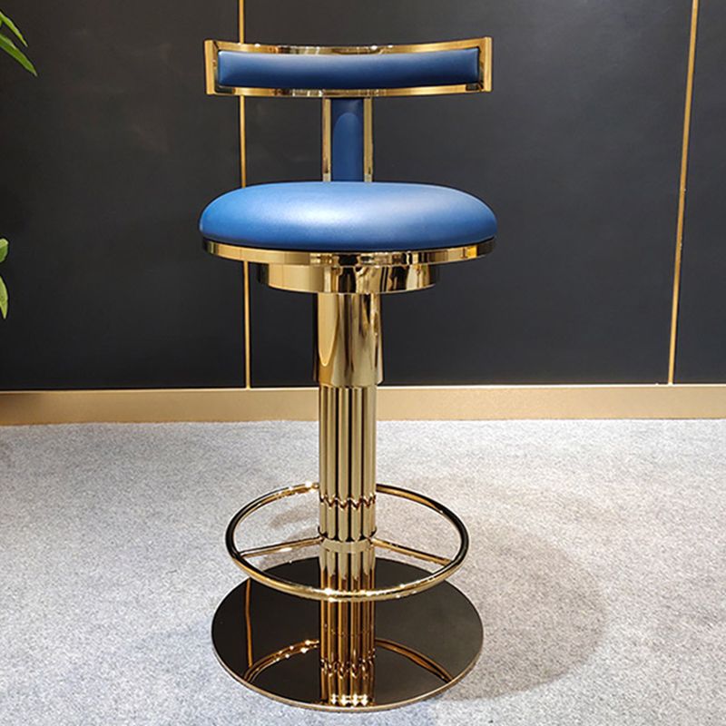 Sgabelli da bar in pelle da bar in pelle glam per sala da pranzo con base di metallo